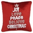 thumbnail image 2 of SAFAVIEH Peace And Joy Pillow, 20" x 20", Red, 2 of 6