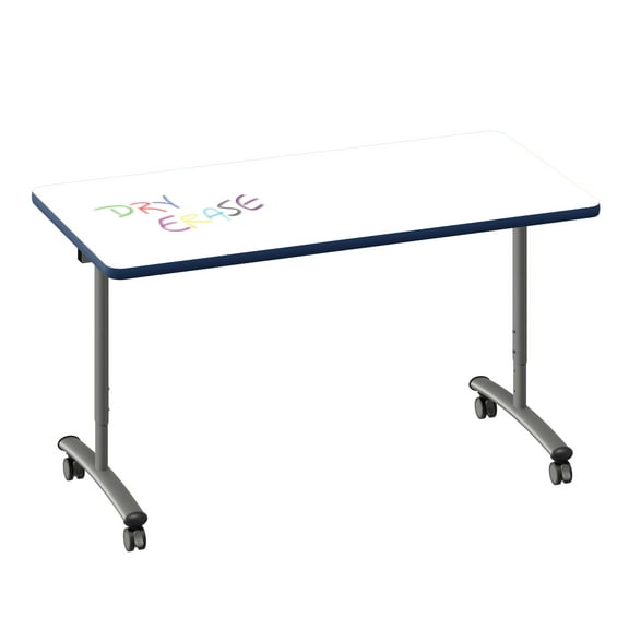 Premium Dry Erase Markerboard Top Flip Top Table White Wood Laminate