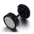 thumbnail image 4 of Marco negro con aretes plateados, acero inoxidable, falso , tapones para los oídos, , túnel, pendientes, piercing, paquete de 2 Zulema Pendientes de botón, 4 of 4