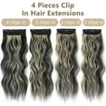 thumbnail image 4 of Clip in Long Wavy Synthetic Hair Extension 20 Inch Black Mixed Blonde 4PCS Thick Hairpieces Fiber Double Weft Hair for Women, 4 of 7