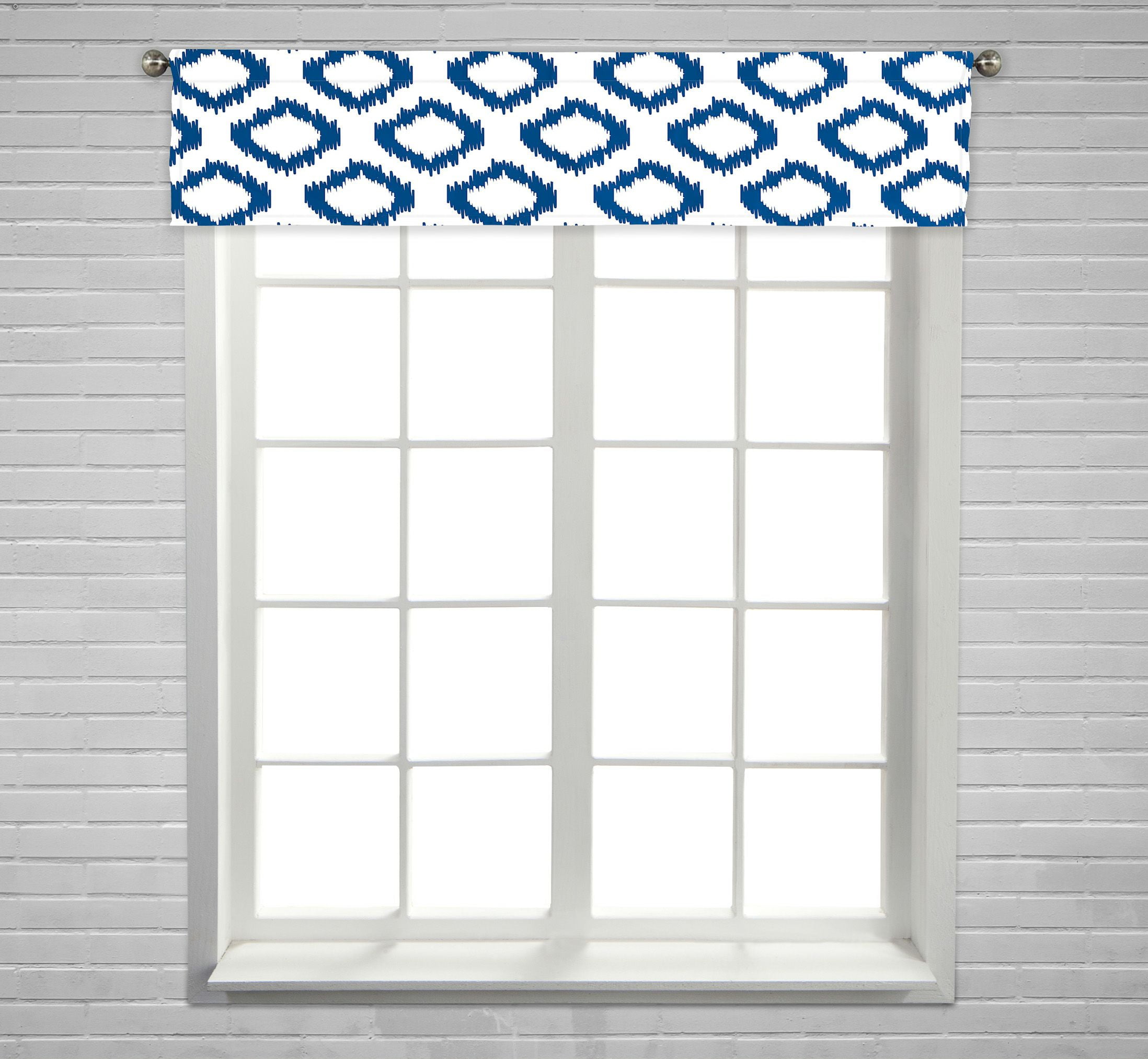 ABPHQTO Blue White Ikat Traditional Fabric Window Curtain Valance Rod ...