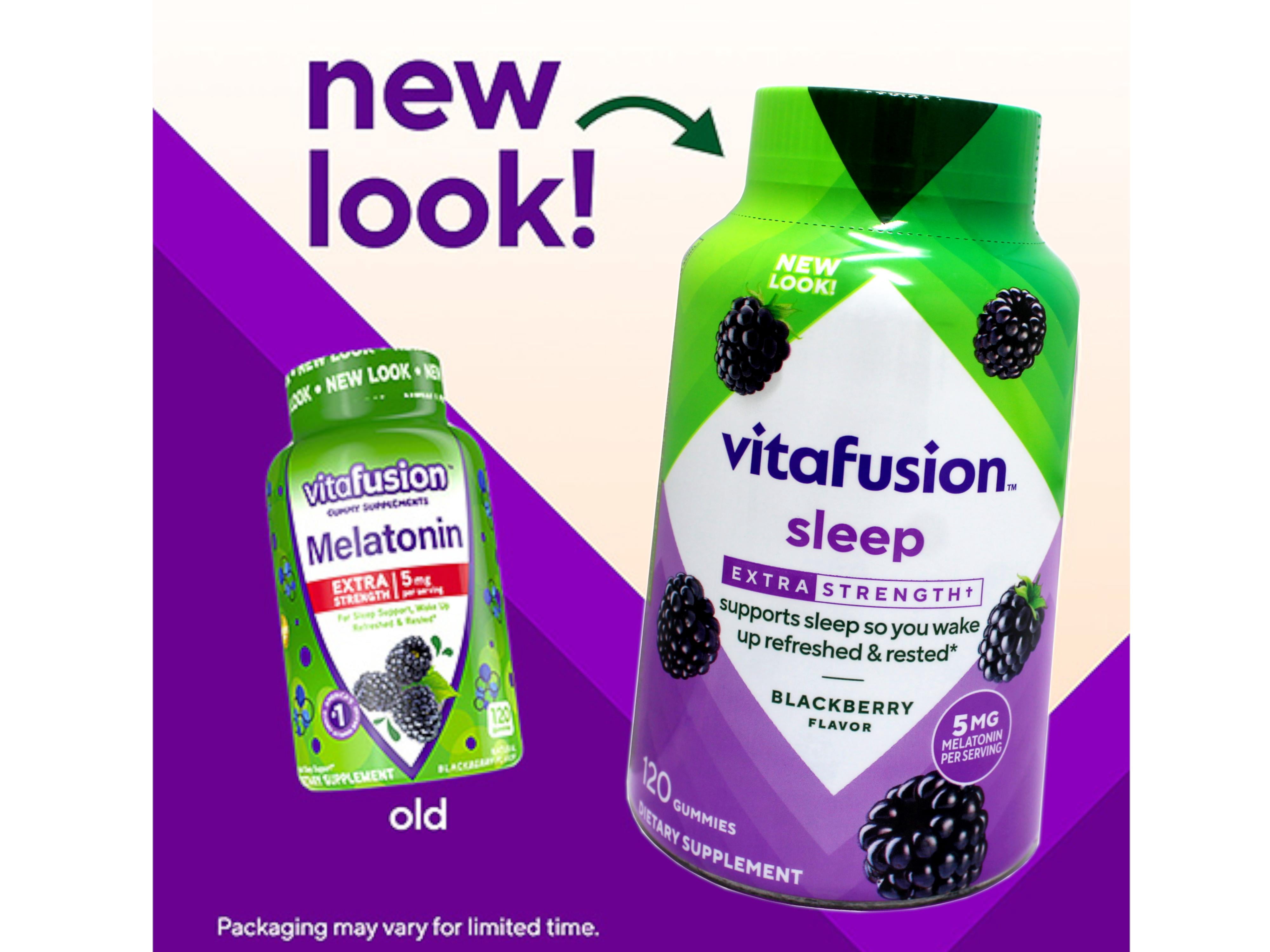 2 Pack - Vitafusion Extra Strength Melatonin Gummy Vitamins, Sleep Supplements, Blackberry Flavor, 120 Count