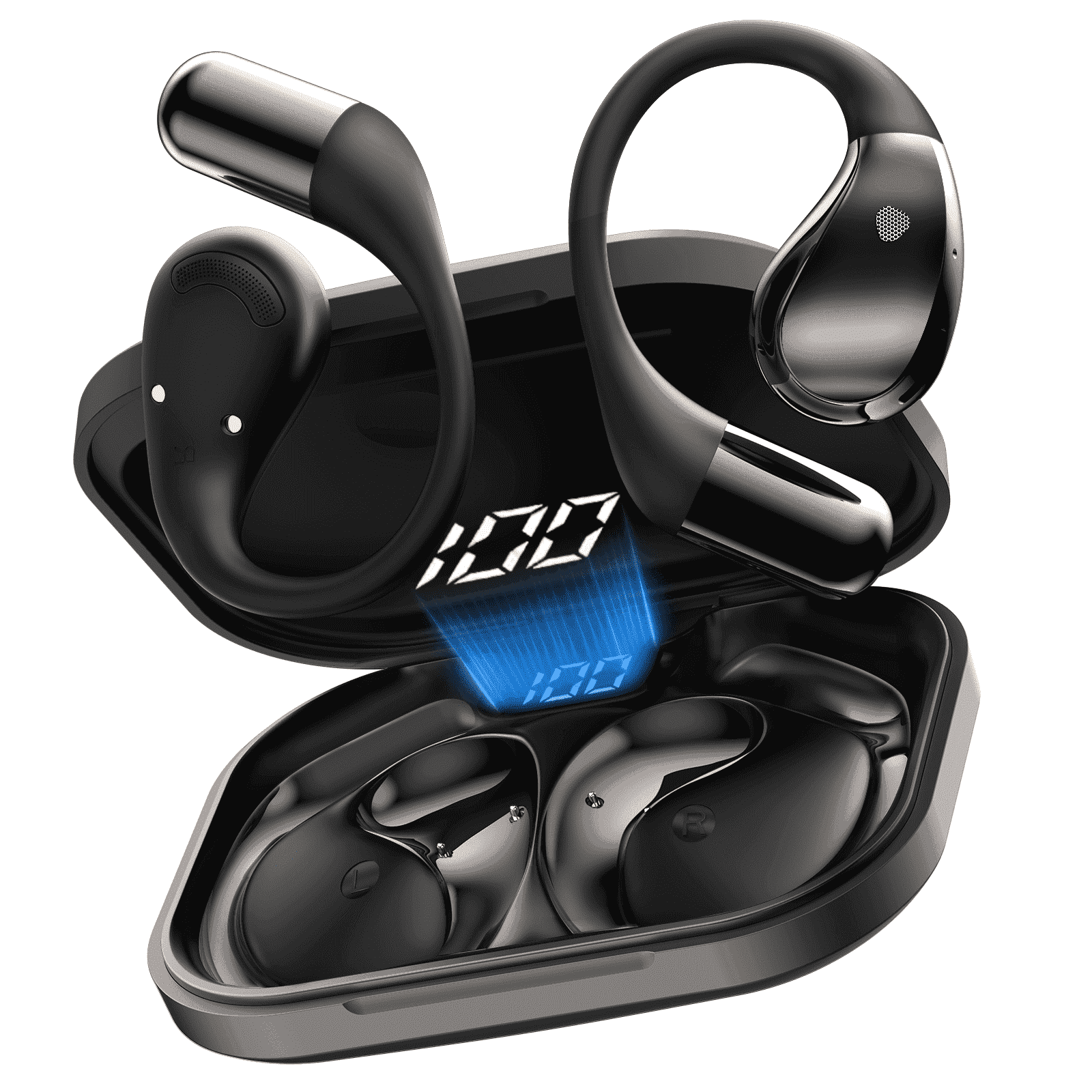 Open Ear Earbuds, Non-in-Ear Comfortable Earhook Wireless Earbuds with Bluetooth 6.0 and ENC Clear Calls, 48H Playtime, Bluetooth Headphones for Sport, Travel & Daily Wear, Waterproof Earphones