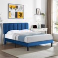 thumbnail image 1 of VECELO Twin/Full/Queen Upholstered Bed Frame with Adjustable Headboard, No Box Spring Needed/Easy Assembly, Dark Blue, 1 of 8