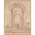 thumbnail image 2 of Hubert Robert 15x18 Gold Ornate Wood Frame and Double Matted Museum Art Print Titled - Figures in a Roman Arcade (1763), 2 of 4