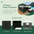 thumbnail image 5 of iRerts 11 Pieces Patio Dining Sets, Outdoor Patio Conversation Furniture Set with Tempered Glass Table and Cushions, Rattan Wicker Outdoor Dining Table and Chairs Set for Backyard Garden Deck, Black, 5 of 8