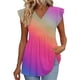 thumbnail image 2 of Craaazy Womens Loose Fit V-Neck Ruffle Sleeve Shirt with Polka Dot Ombre Plaid Prints for Spring and Summer Layering Gifts, 2 of 9