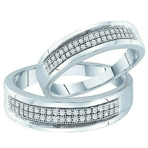 Dazzlingrock Collection 0.25 Carat (ctw) 10k Round Diamond Ladies Bridal Anniversary Wedding Band Duo Set 1/4 CT, White Gold