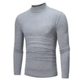 thumbnail image 2 of GuangCheng Mens Solid Color Mock Neck Long Sleeve Shirts Soft Stretch Comfort Slim Fit Base Layer Thermal Blouses,Gray,L, 2 of 4