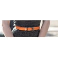 thumbnail image 2 of Leather Ratchet Belt for Women, Trim to Fit 18"- 44" Waist, Automatic Slide Buckle, No Holes, Gift Box by CANDOR AND CLASS (W726 Gunmetal / Burnt Orange 30mm width, Small), 2 of 8