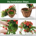 thumbnail image 4 of Artificial Hanging Flowers in Basket Outdoor Indoor Patio Garden Decor, Faux Flower Centerpieces,Fake Silk Hanging Basket Morning Glories Flowers Plants with Cane Weaves Flowerpot (Red), 4 of 6