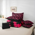 thumbnail image 5 of Feelyou Romantic Love Heart Bedding Comforter Set 7pcs for Child, Kawaii Cartoon Black Red King Bedding Sets, Dreamy Princess Style Reversible Bed Sheets, Ultra Soft Bedroom Decor, 5 of 7