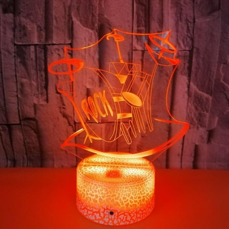 

Shxx 3d Rock Drum Light Touch Table Desk Optical Illusion Lamps 7 Color Changing Lights Home Decoration Xmas Birthday Gift B091-143