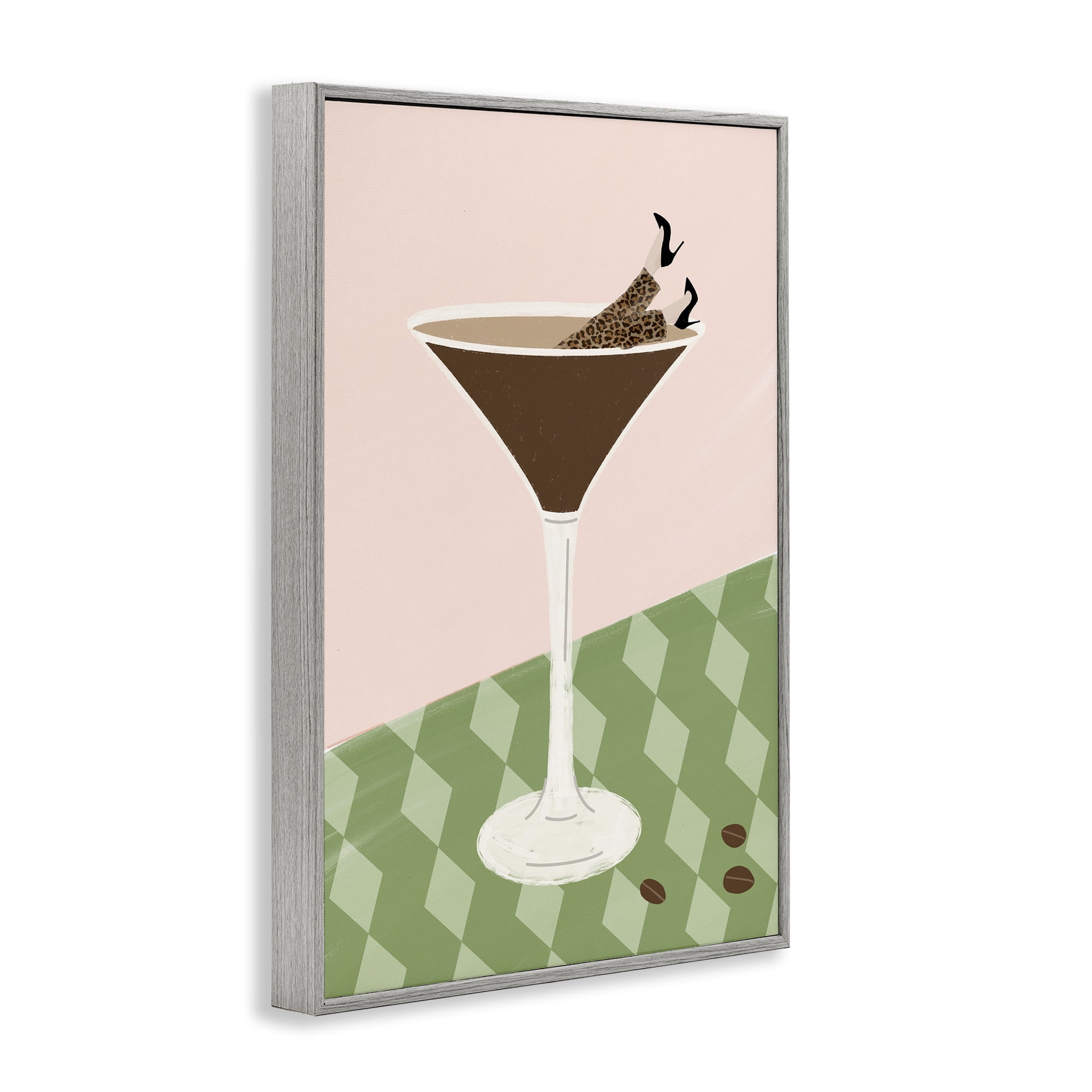 Stupell Industries Glam Martini Splash Gray Framed Giclee Art, design by Emily Navas