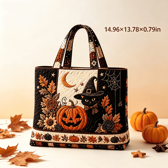 AOMRCOL Halloween Tote Bag Fall Pumpkin Patchwork Handbag for Women,Quilted Tote Bag Halloween Purse Halloween Purses For Women