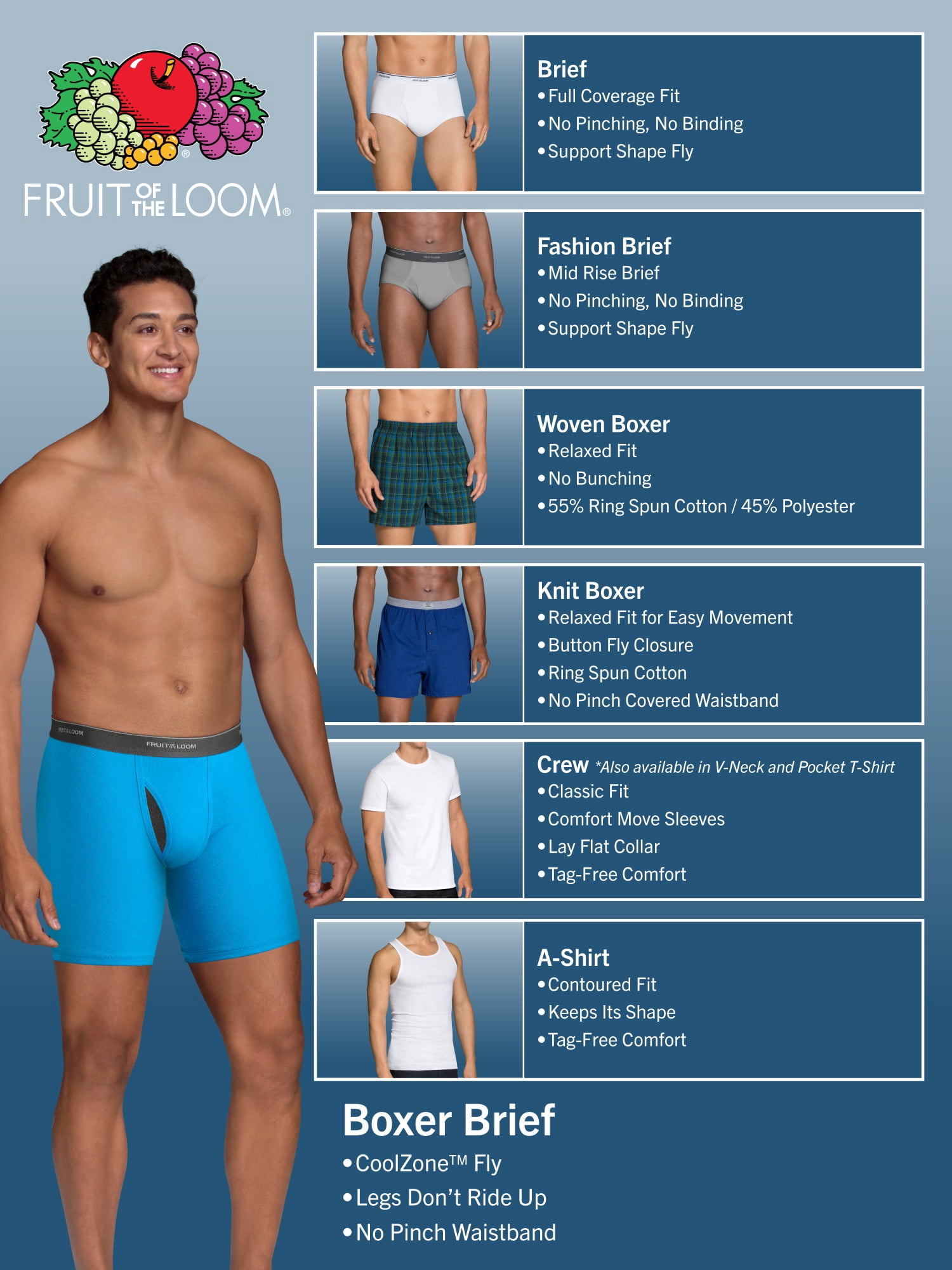 Fruit of the Loom Men's Performance Boxer Briefs - Cooling Mesh Zones, Quick Dry, Odor Control, 6-Pack Value Bundle