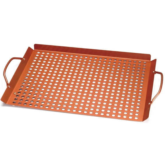 Outset Large Grill Grid with Handles, Copper Non-Stick