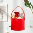 thumbnail image 4 of Handheld Leather Bucket Flower Box Round Handheld Gift Box Korean Style Flower Arrangement Bucket, 4 of 6