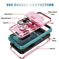 thumbnail image 2 of ELEHOLD Rugged Case for iPhone 17 Pro Max,Shockproof Heavy Duty Hybrid Military Grade Ring Holder Kickstand Function Anti-Slip Shockproof Rugged Case Camera Lens Sliding Cover ,Pink+Green, 2 of 9