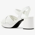 thumbnail image 4 of FSJ Women Fashion Platform Chunky Mid Heel Sandals Open Toe Crisscross Adjustable Buckle Strap Elegant Party Prom Evening Shoes Size 9 White, 4 of 4