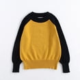 thumbnail image 2 of Pull en Coton Color Block pour Garçons et Filles Col Rond Garde au Chaud Chemise de Base Tricotée Jaune, 2 of 9