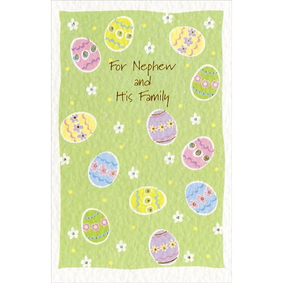 Freedom Greetings Pastel Eggs on Light Green: Nephew Easter Card