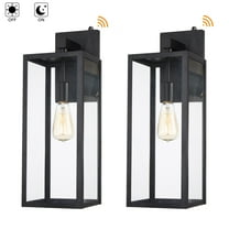 2-Pack 1-Light 21-in Matte Black Outdoor Wall Lantern Sconce with Dusk to Dawn Sensor