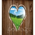 thumbnail image 3 of Outhouse Duvet Cover Set, Heart Window View from Wooden Rustic Farm Barn Shed Chalk Art Image, Decorative 3 Piece Bedding Set with 2 Pillow Shams, Queen Size, Brown Blue and Green, by Ambesonne, 3 of 3