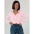 thumbnail image 5 of Button Down Shirt for Women Long Sleeve Solid Color Blouses Tops Business Casual Work Outfits Pink (256) XXL, 5 of 9