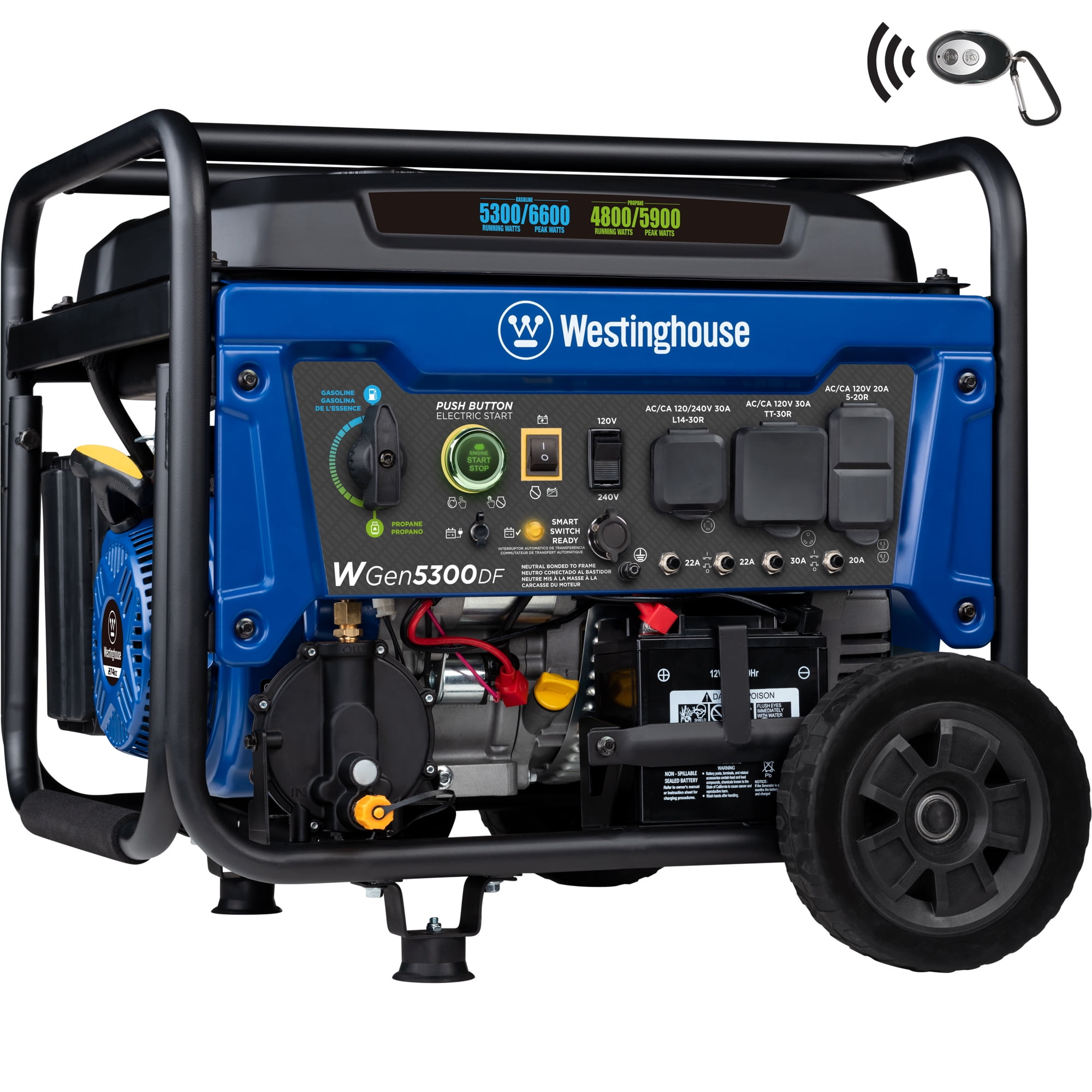 Westinghouse WGen5300DF Dual Fuel Portable Generator with 120/240 Volt