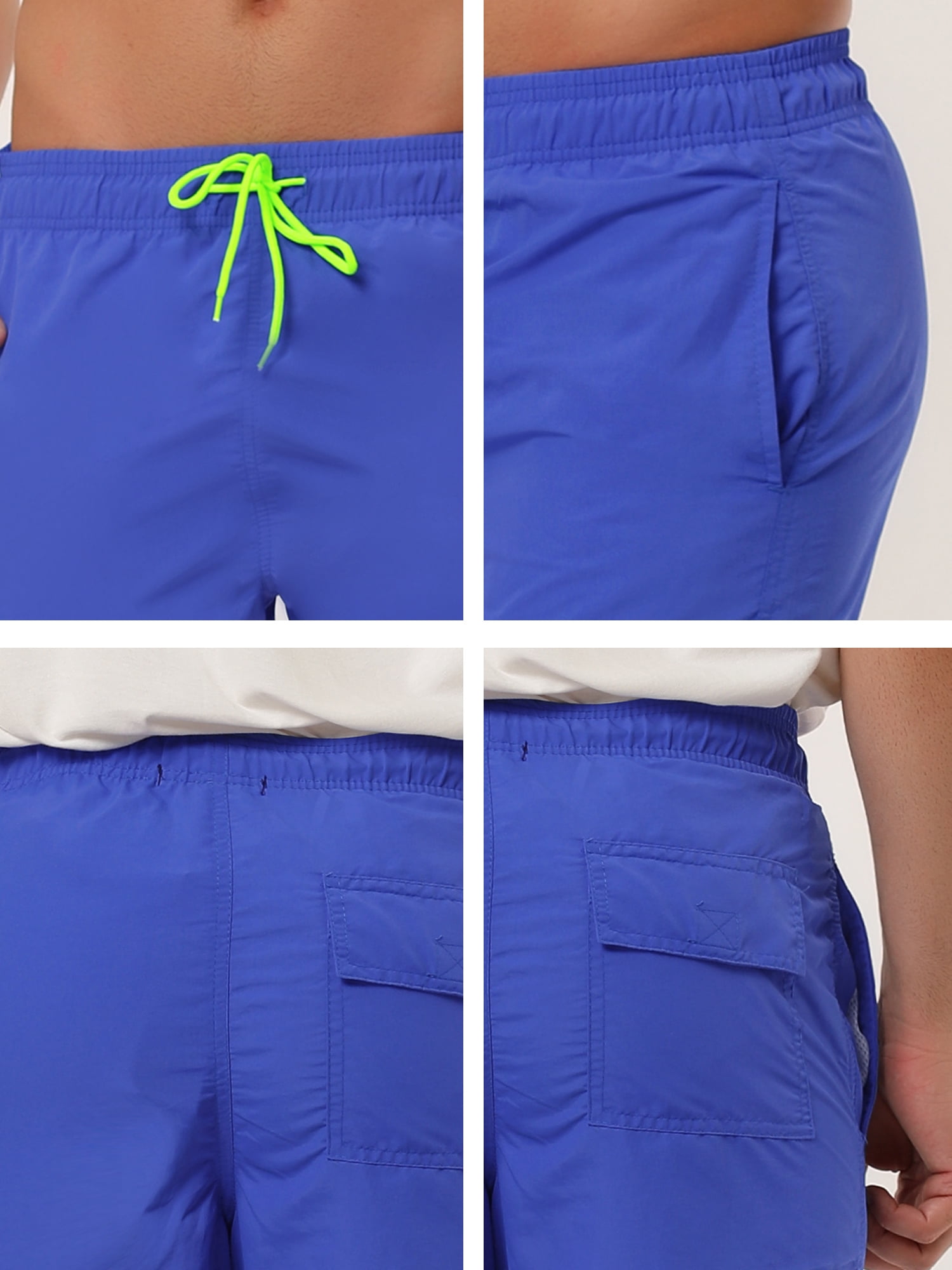 Unique Bargains Men's Summer Beach Shorts Mesh Lining Drawstring Waist Swim Shorts 32 Blue
