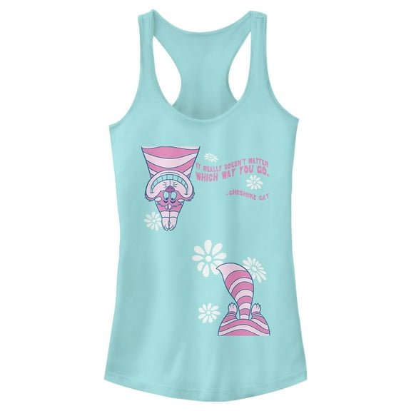 Junior's Alice in Wonderland Cheshire Cat Split Racerback Tank Top Cancun Small