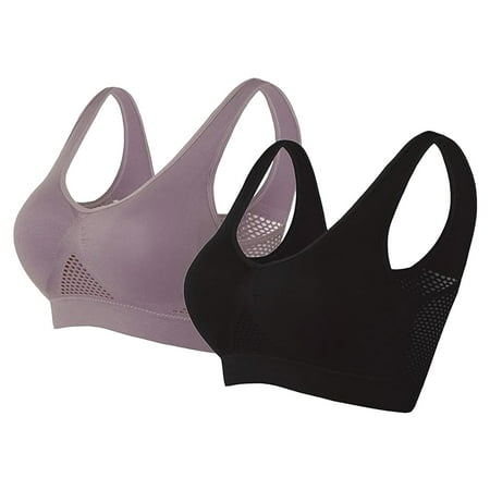 Clearance!Uooqdmx Sports Bras for Women Plus Size Lingerie Sports Bras Comfort Bras Wireless Sleep Yoga Bras with Removable Bandeau Bra Beige(2PC) XL