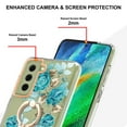 thumbnail image 4 of Compatible for Samsung Galaxy S21 FE Case with Ring Kickstand Holder Clear Floral Pattern Hybrid PC TPU Shockproof Protective Phone Case Cover for Samsung Galaxy S21 FE Women Girls, Green Flower, 4 of 5