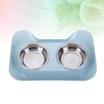thumbnail image 4 of Miangastore Bol Double pour Animaux en Forme de Chat Bleu 1Pcs 12.2x8.5x1.6in Acier Inoxydable, 4 of 8