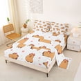 thumbnail image 2 of Erosebridal Brown Cute Capybara Bed Sheets For Capybara Lovers,Pink Bowknot Orange Polka Dots King Sheets 4 Pieces, 2 of 6