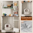 thumbnail image 5 of Blotout 71" Tall Farmhouse Cat Litter Box Enclosure W/Open Shelves & Doors, Wooden Cat Litter Box Furniture for Self-Cleaning Litter Boxes, Large Hidden Litter Box Furniture W/ Power Outlets, Locks, 5 of 10