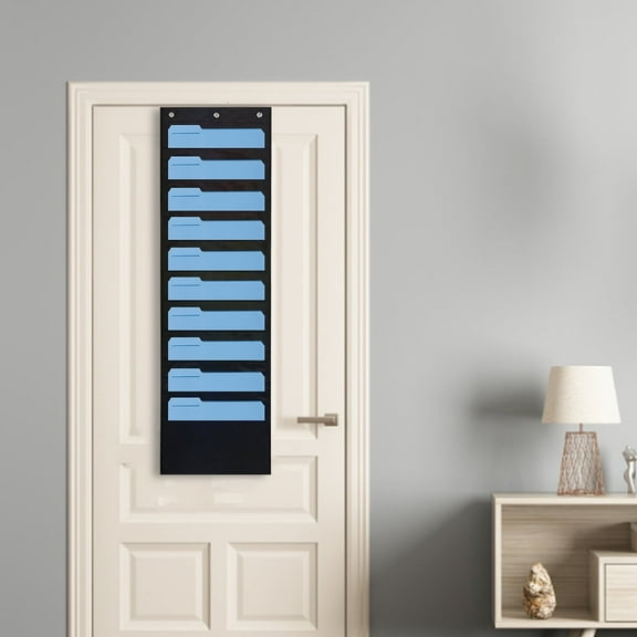 FUYGRCJ Storage Pocket Chart Wall Hanging File Organizer for File Folder Paper with 10 Large Pockets 3 Overdoor Hangers Over the Door File Organizer