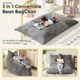 thumbnail image 4 of Homall Adult Giant Togo Bean Bag Chair 3-in-1 Boneless Floor Lounge Bean Bag Chair with Corduroy Cover for Bedroom,Gray, 4 of 7