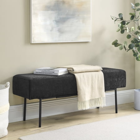 iRerts 45  Bench for Bedroom  Ottoman Bench Seat Upholstered Bedroom Benches  Modern Entryway Bench Couch Long Bench with Steel Legs for Entryway Dining Room Living Room Bedroom End of Bed  Black