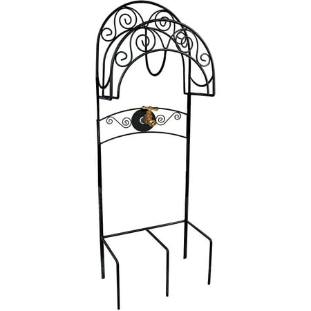 Liberty Garden 640 Carrington Durable Powder Coated Decorative Metal Outdoor Hose Stand w/Bib, Black