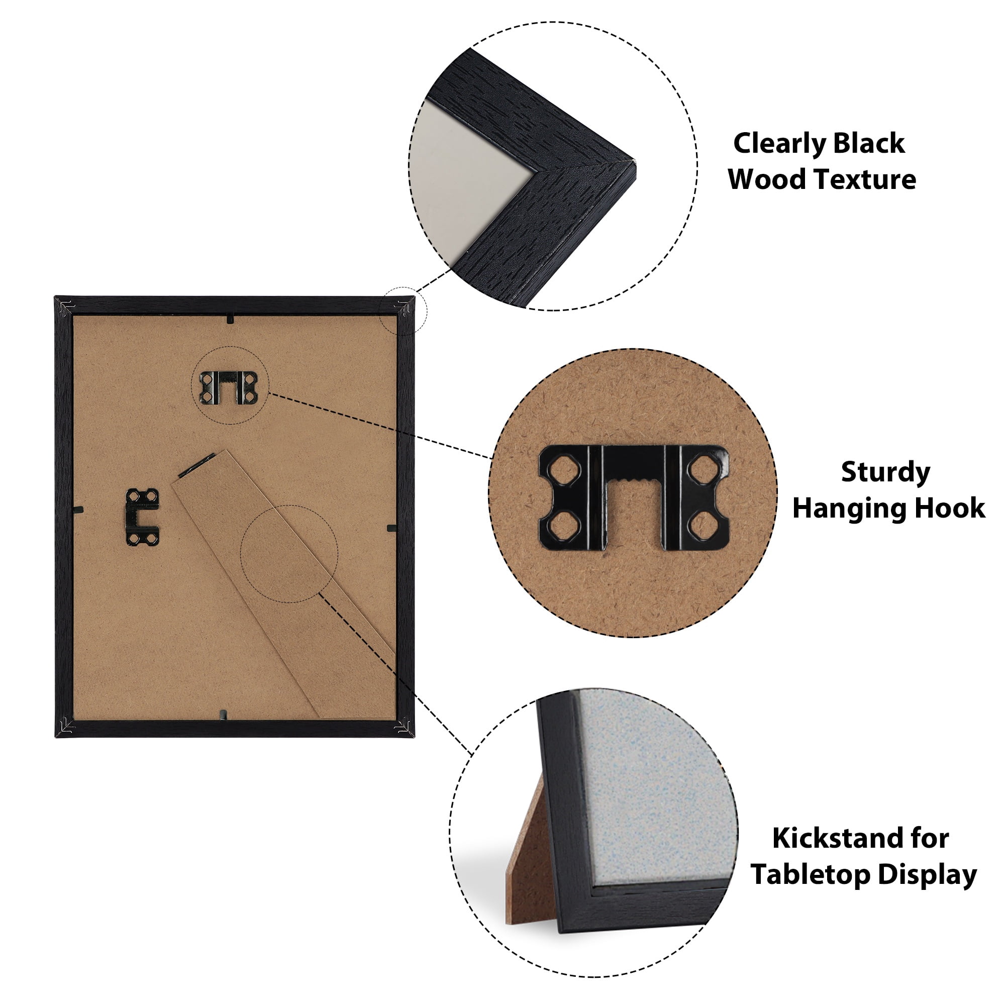8x10 Picture Frame Set of 15, Black MDF Classic Photo Frame for Wall or Tabletop