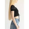 thumbnail image 3 of Ragstock Black Smocked Ruched Front Milkmaid Top, 3 of 4