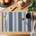 thumbnail image 2 of Blue Grey Striped Placemats Set of 8 Farmhouse Modern Stripes Art Place Mats Indoor Wipeable Table Mats Washable Cloth Dining Table Placemats for Kitchen Holiday Party Home Decor 13x19 Inch, 2 of 9