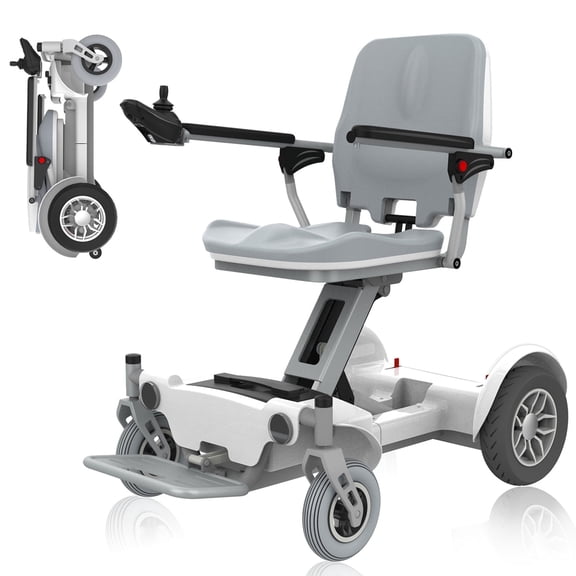 Auto-Folding Electric Wheelchair for Adults & Seniors, Lightweight All-Terrain Power Wheelchair, 15  Mile Range, 220 LBS Capacity