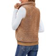 thumbnail image 5 of UJNDER Women's Outwear Vests Zip Up Sleeveless - Plush Fall Winter Warm Coat with Two Pockets Knit Vest Cropped Jacket Khaki XL, 5 of 9