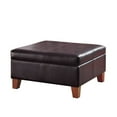 thumbnail image 6 of HomePop Transitional Faux Leather Storage Ottoman in Brown Finish, 6 of 13