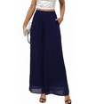 thumbnail image 2 of MLDRA Womens Dress Pants Palazzo Wide Leg Beach Trouser Chiffon Elastic Waist Culottes with Pockets Blue Size L, 2 of 6