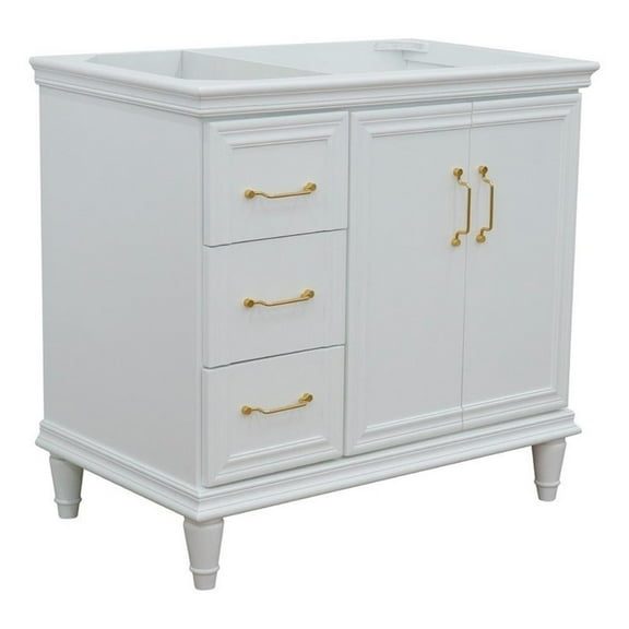 36 in. Single Wooden Vanity  White Finish Right Door Cabinet Only