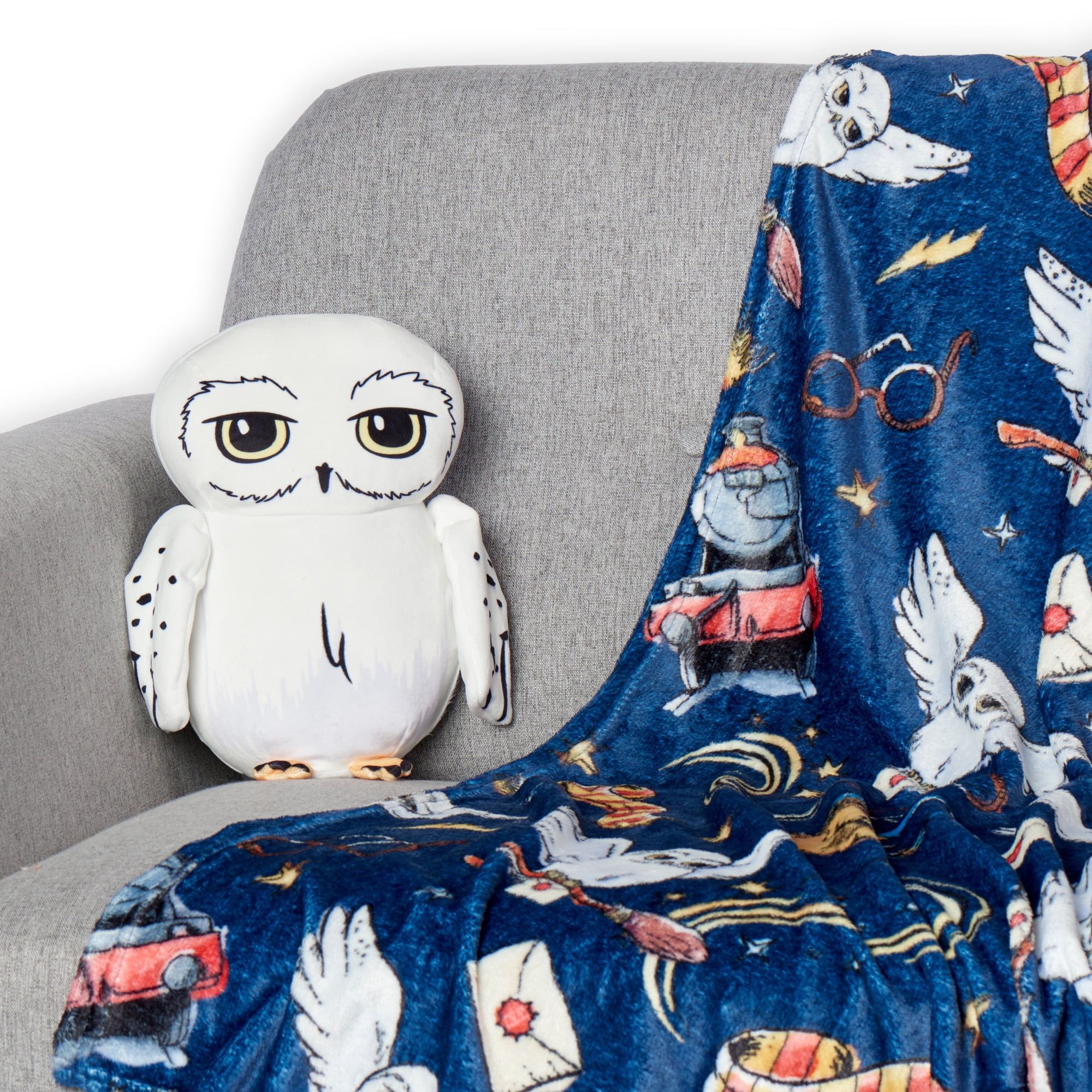 Warner Bros. Harry Potter Hedwig Silk Touch Throw Blanket and Plush Character Hugger Set – Ultra Soft Plush Character Pillow for Kids